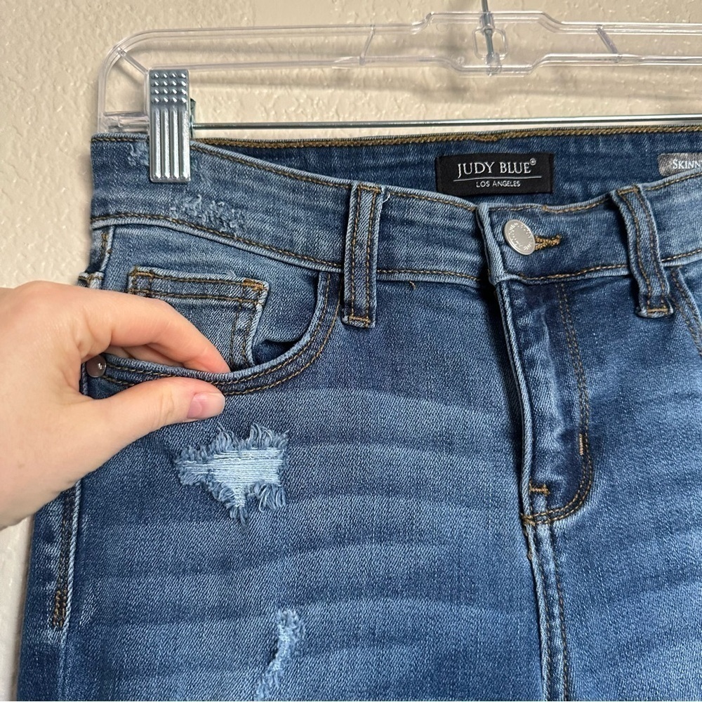 Judy Blue Workin' It Leopard Patch Skinny Jeans Size 26 - Picture 4 of 17